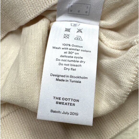 ASKET The Cotton Sweater Mens Size M Short Creme White 100% Organic Cotton - Picture 7 of 8